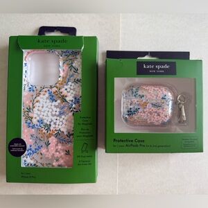 NIB- Kate Spade Floral IPhone 15 Pro Case & AirPods Case (1st & 2nd Gen) Bundle